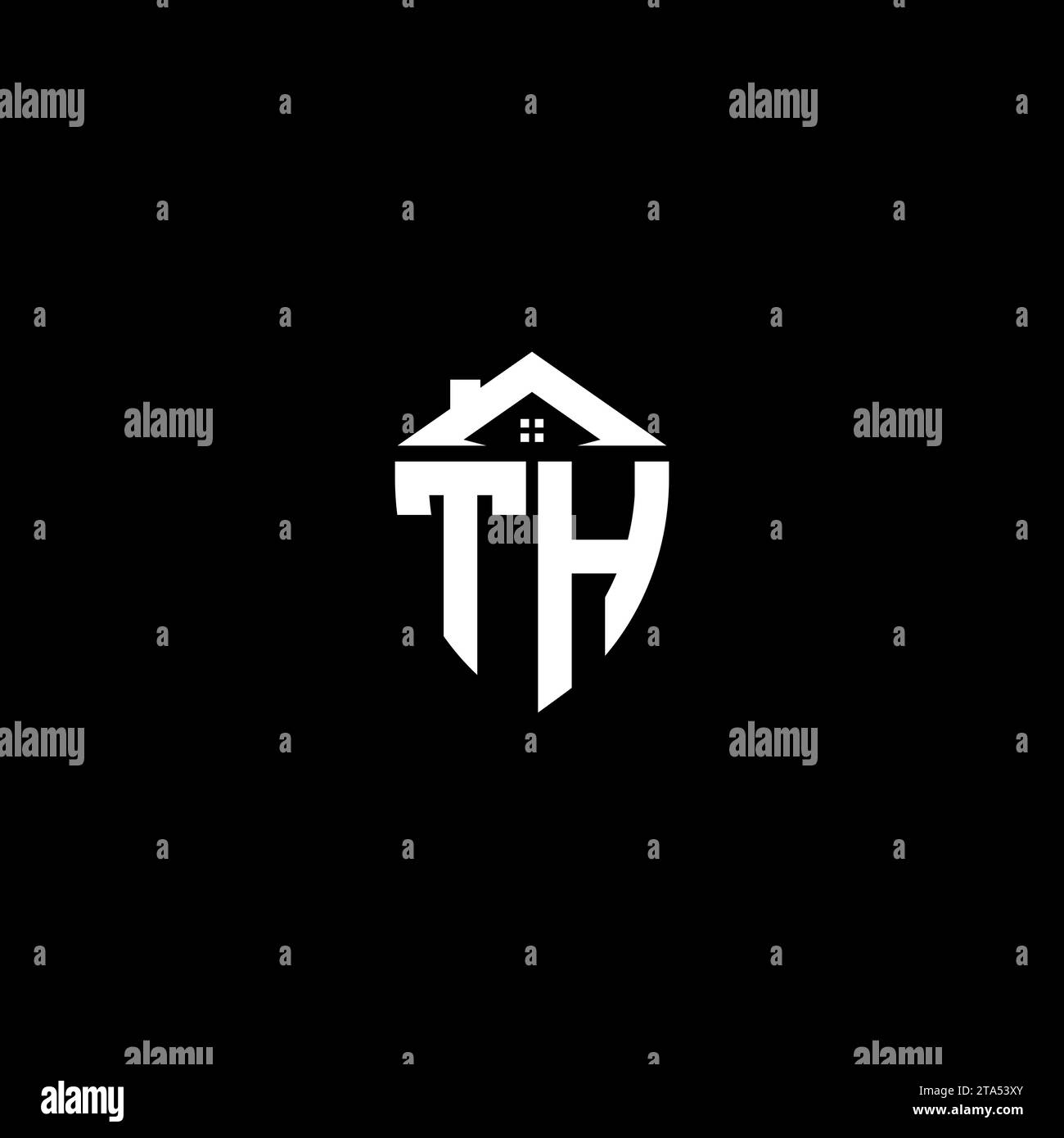 TH initials premium shield logo monogram with home designs modern templates Stock Vector