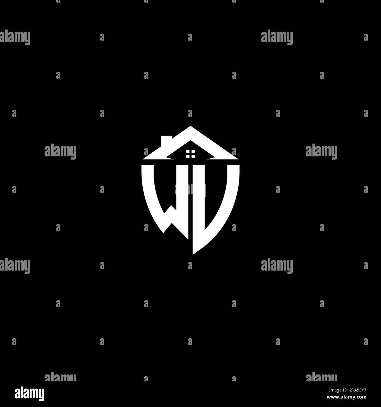 WV initials premium shield logo monogram with home designs modern templates Stock Vector