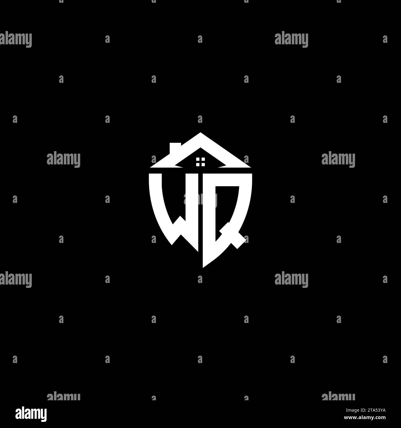 WQ initials premium shield logo monogram with home designs modern templates Stock Vector