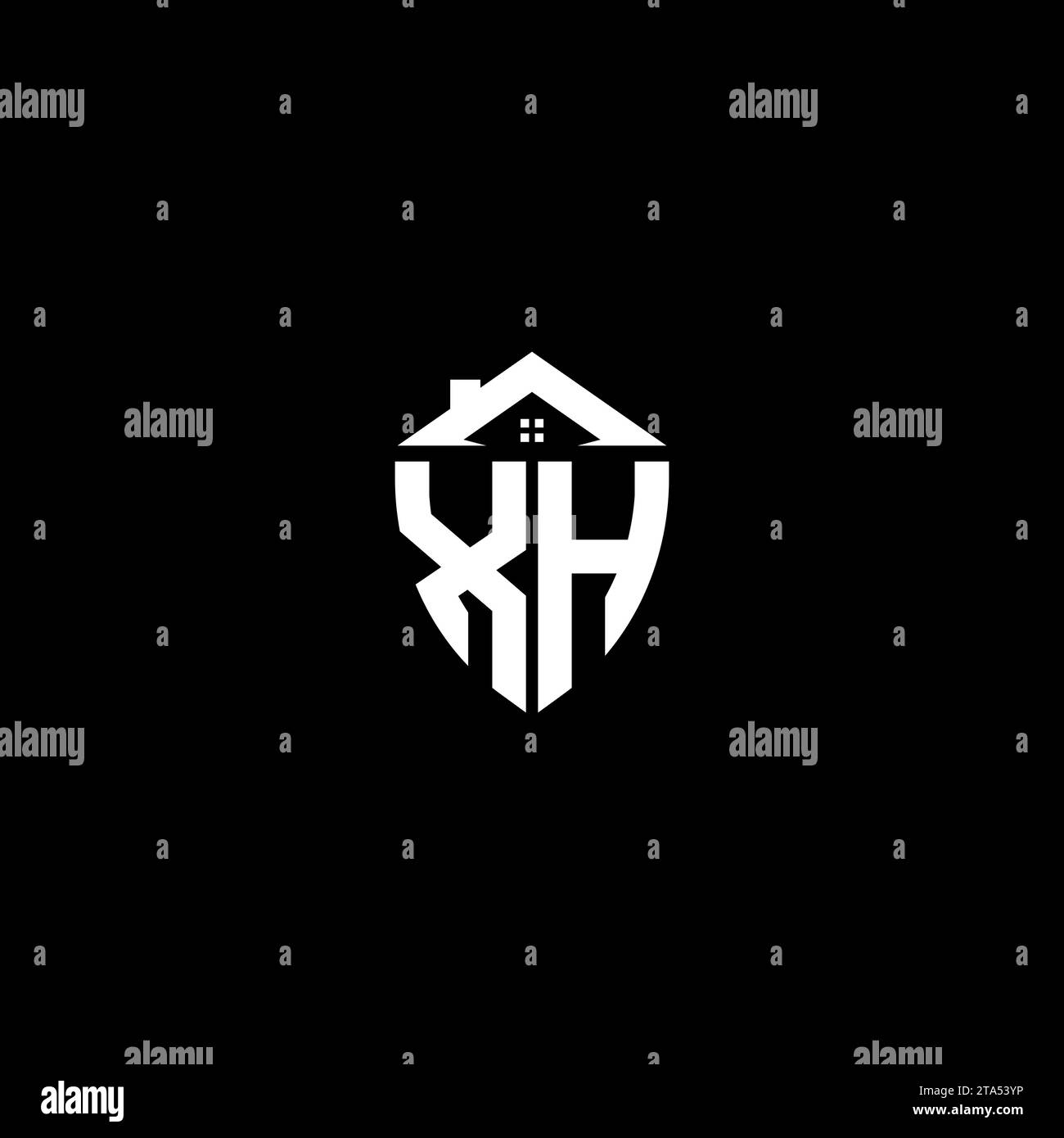 XH initials premium shield logo monogram with home designs modern templates Stock Vector