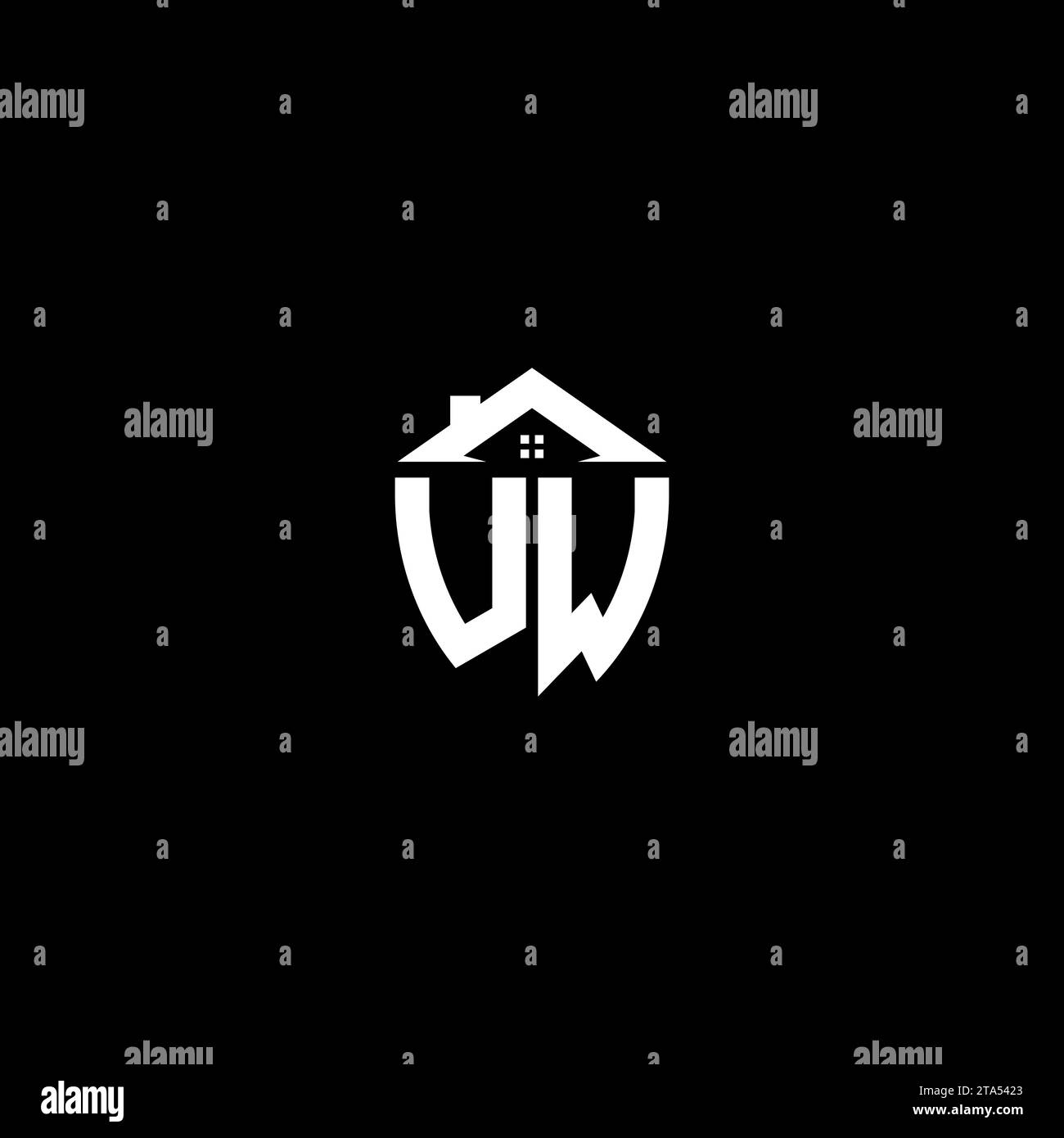 UW initials premium shield logo monogram with home designs modern templates Stock Vector