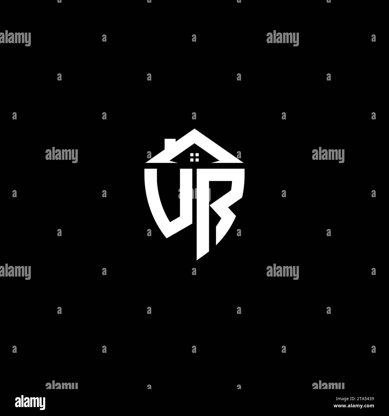 UR initials premium shield logo monogram with home designs modern templates Stock Vector