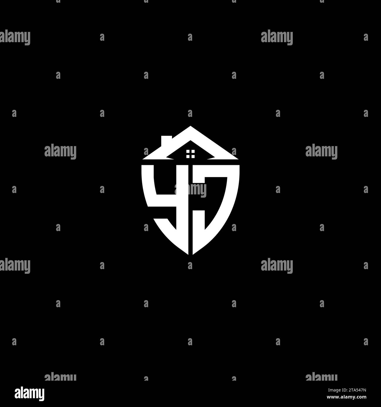 YJ initials premium shield logo monogram with home designs modern templates Stock Vector