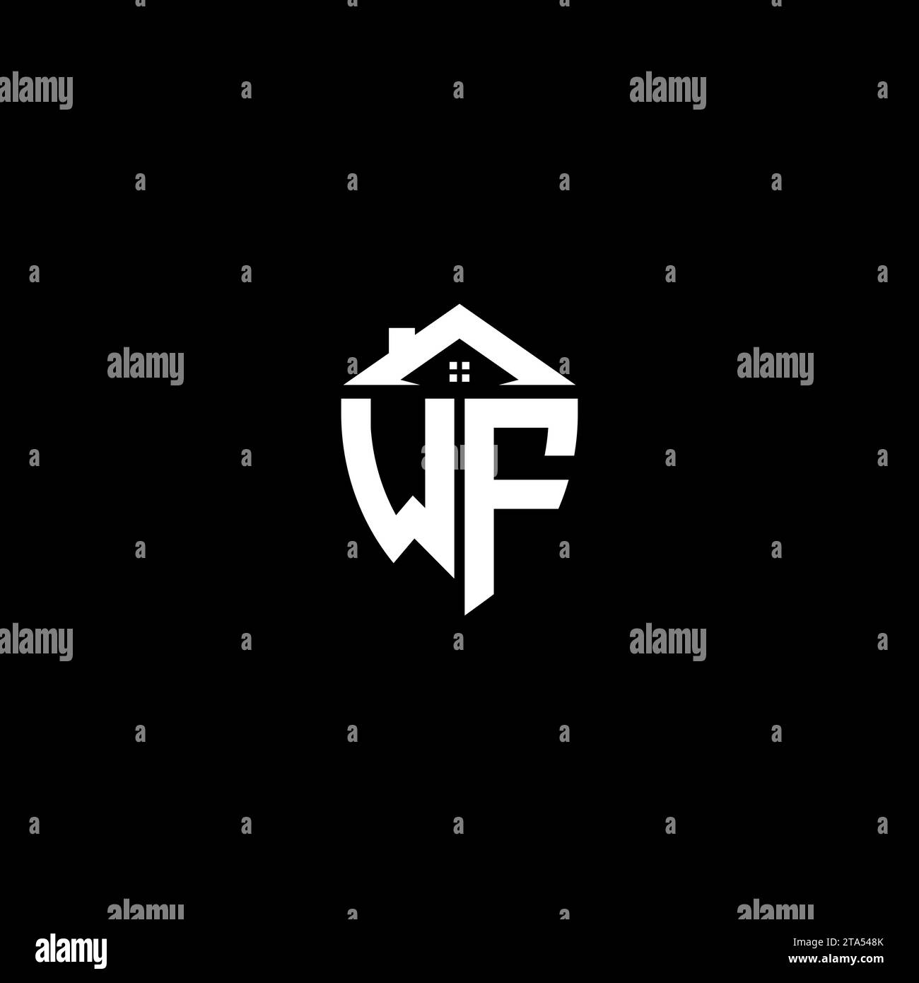 WF initials premium shield logo monogram with home designs modern templates Stock Vector