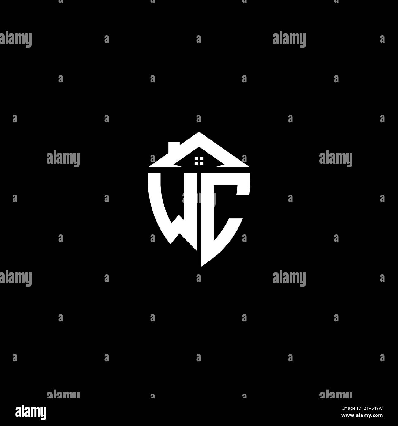 WC initials premium shield logo monogram with home designs modern templates Stock Vector