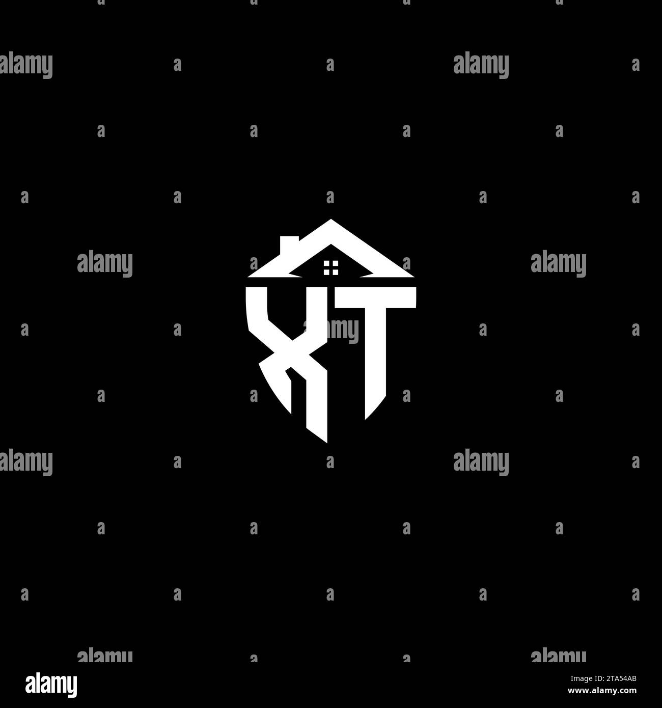XT initials premium shield logo monogram with home designs modern templates Stock Vector