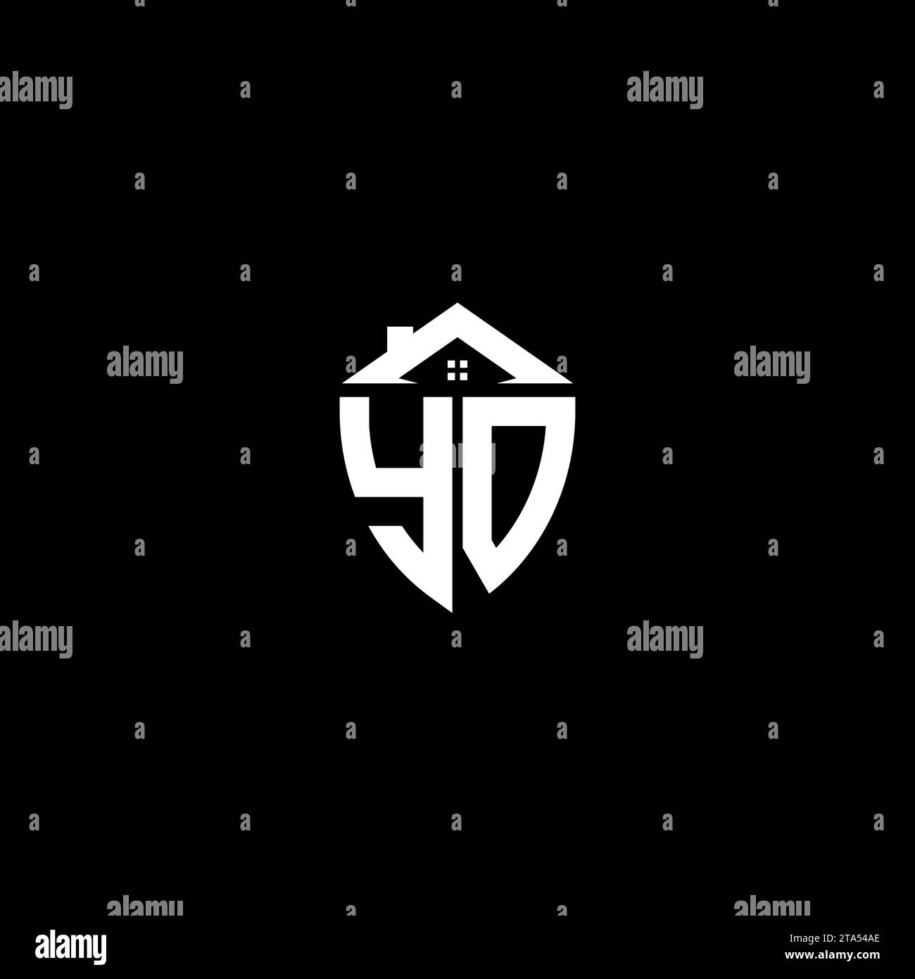 YO initials premium shield logo monogram with home designs modern templates Stock Vector