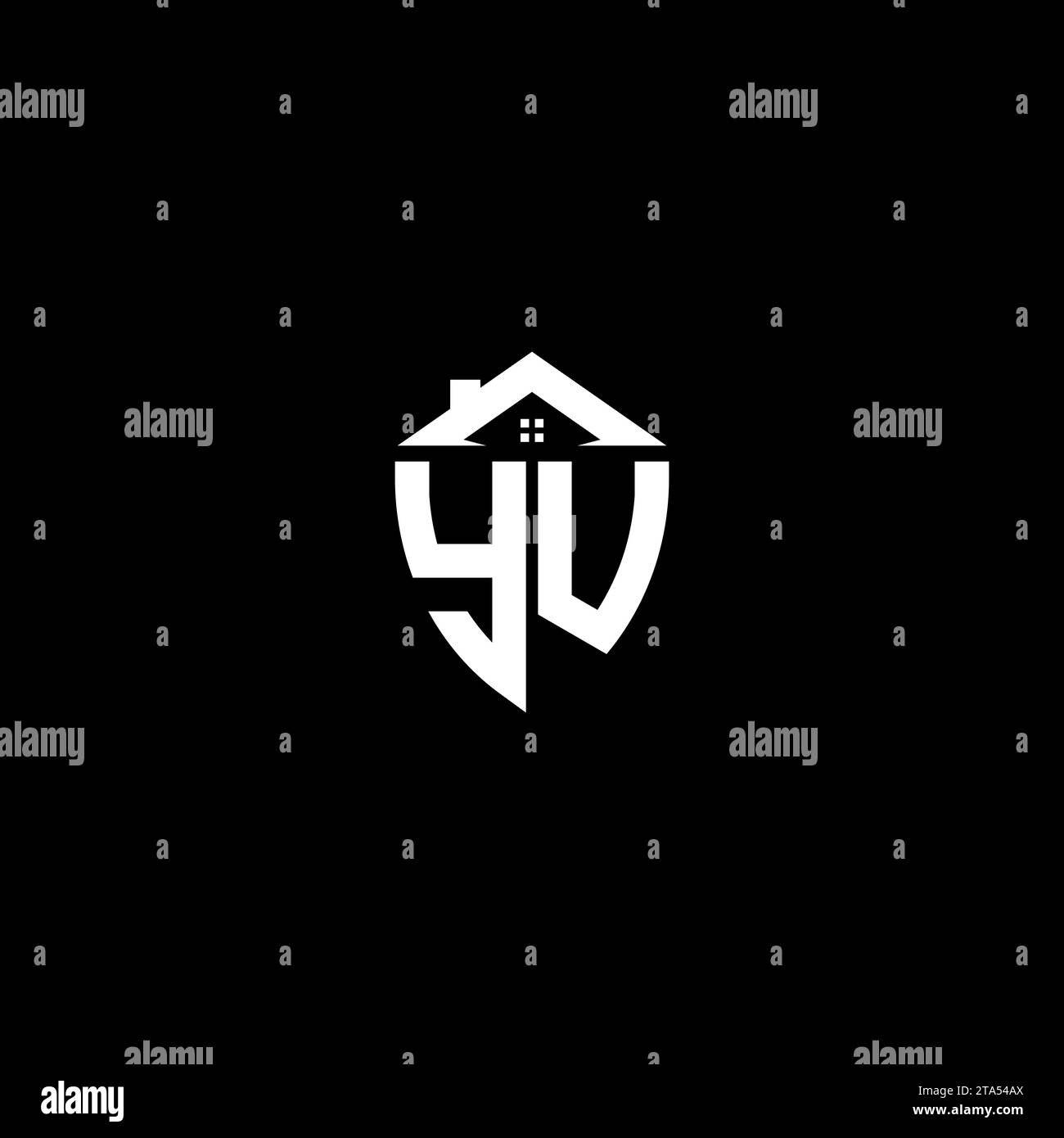YU initials premium shield logo monogram with home designs modern templates Stock Vector