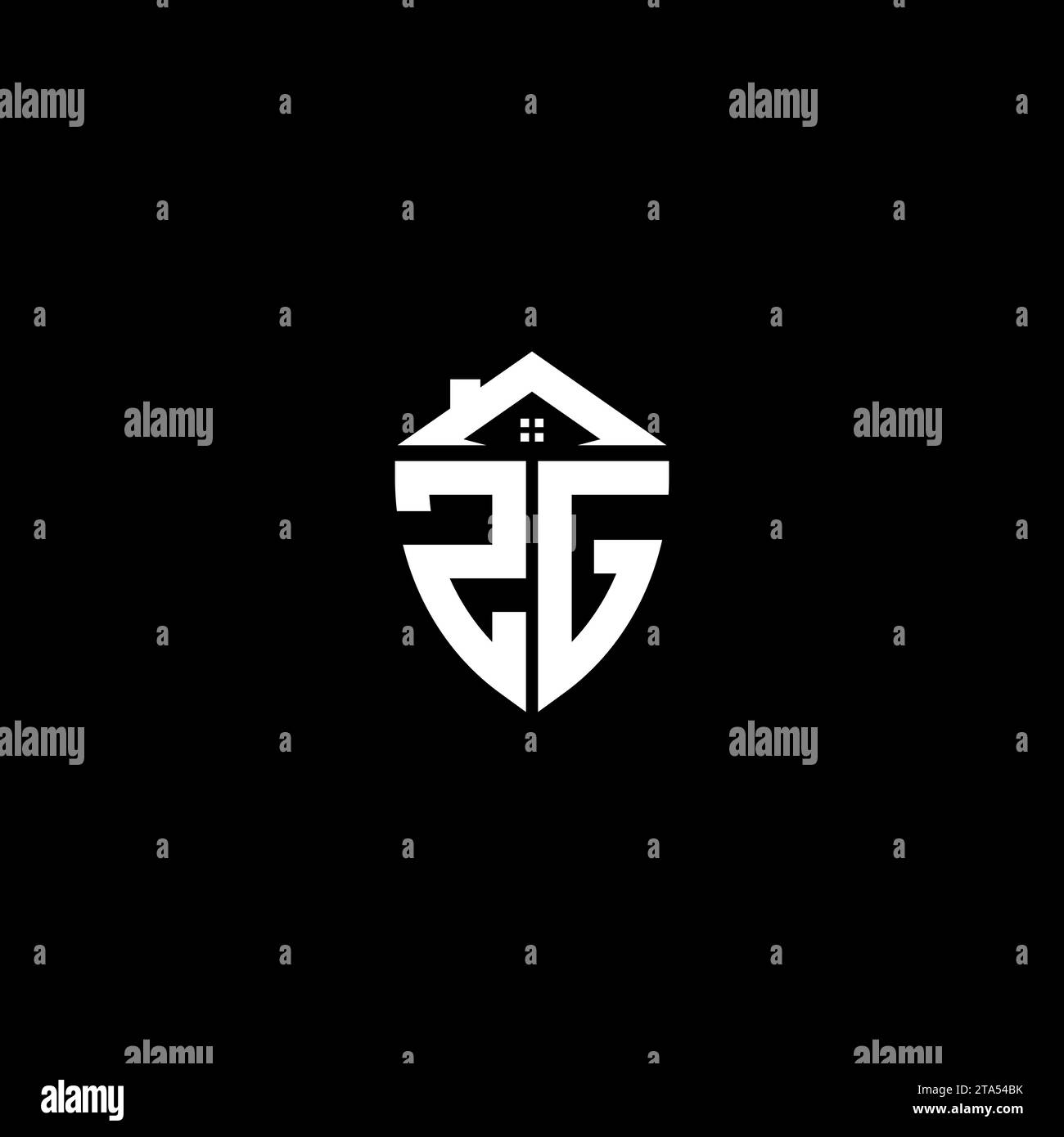 ZG initials premium shield logo monogram with home designs modern templates Stock Vector