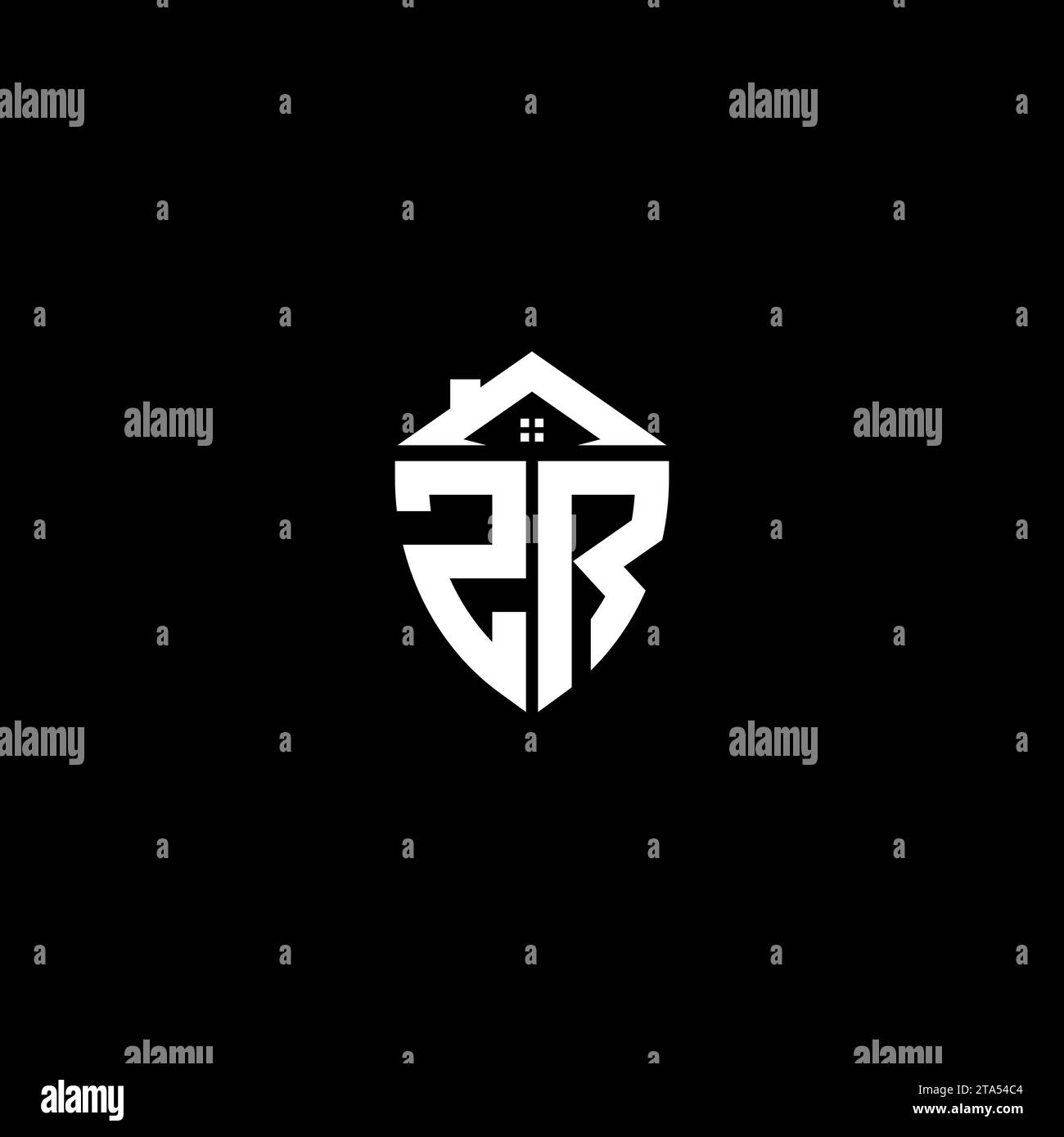 ZR initials premium shield logo monogram with home designs modern templates Stock Vector
