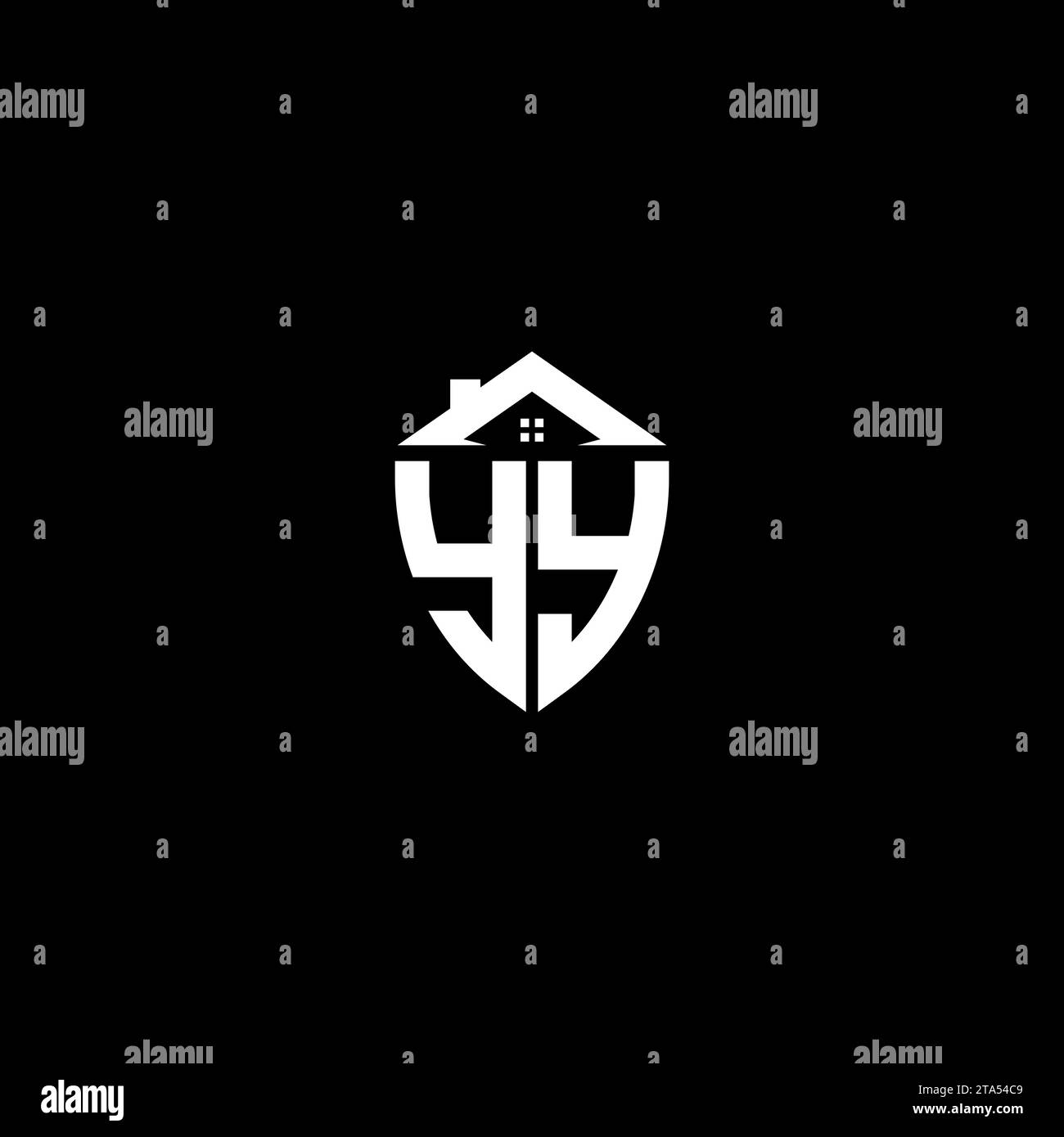 YY initials premium shield logo monogram with home designs modern templates Stock Vector