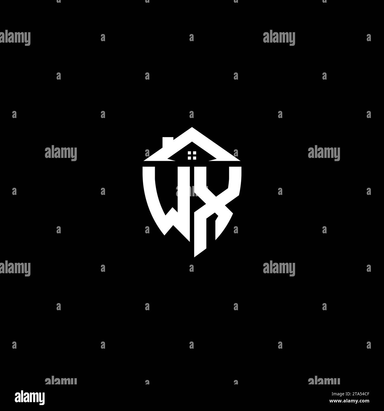 WX initials premium shield logo monogram with home designs modern templates Stock Vector