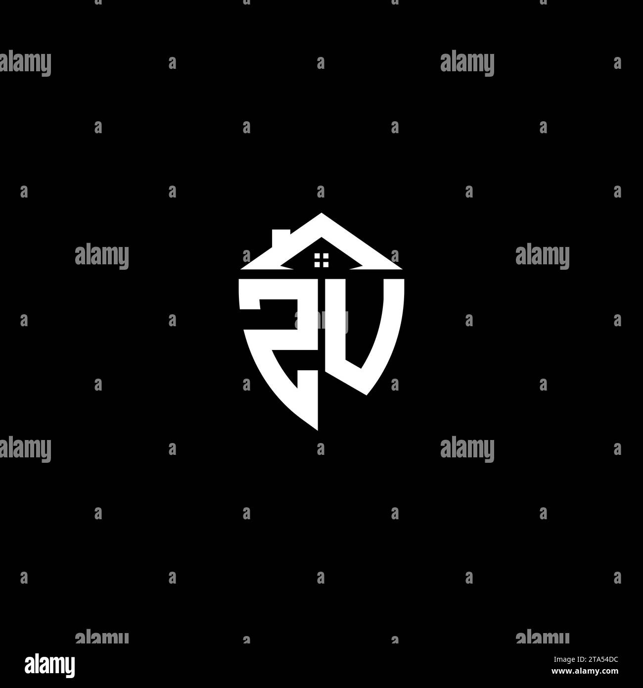 ZU initials premium shield logo monogram with home designs modern templates Stock Vector