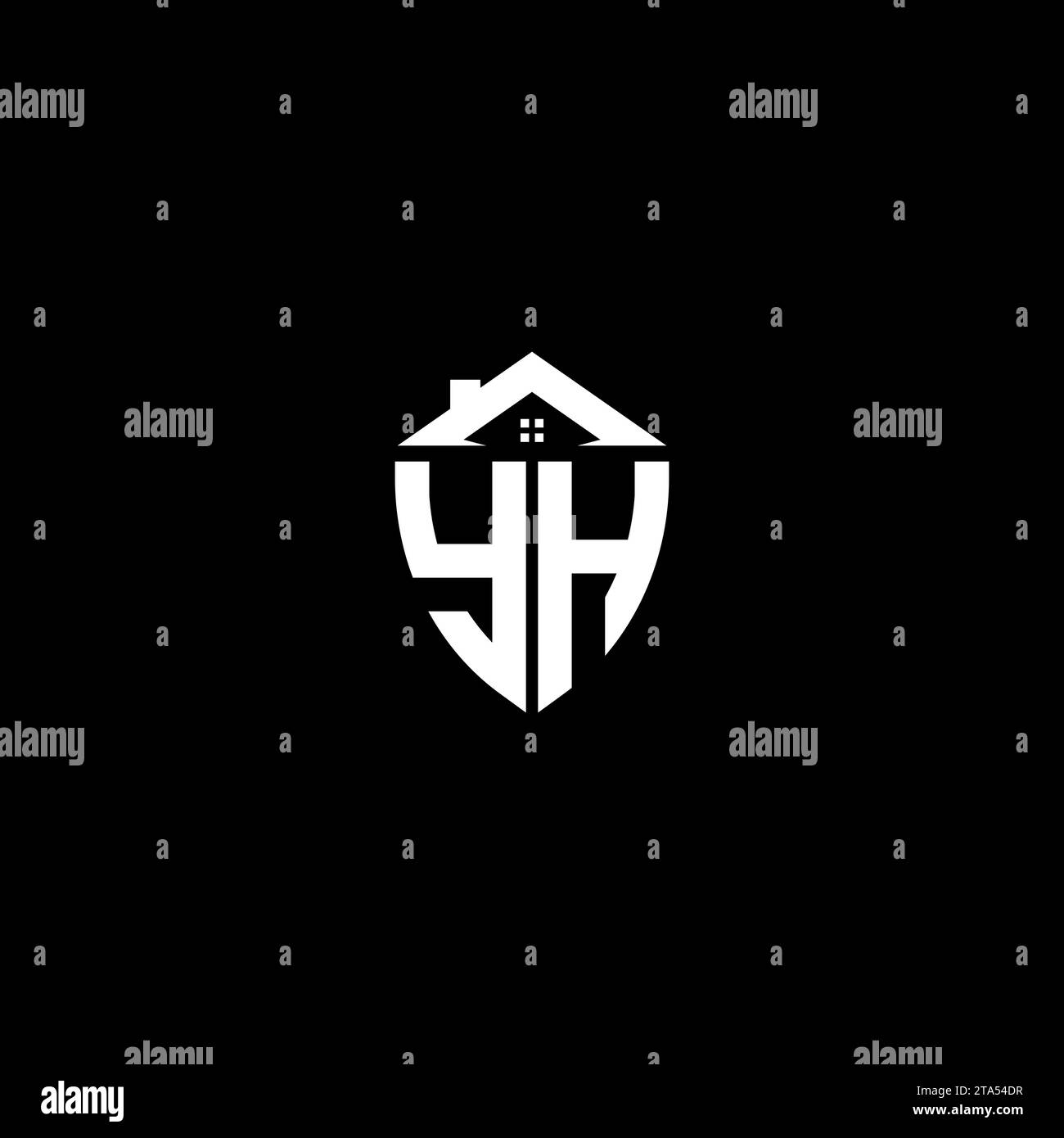 YH initials premium shield logo monogram with home designs modern templates Stock Vector
