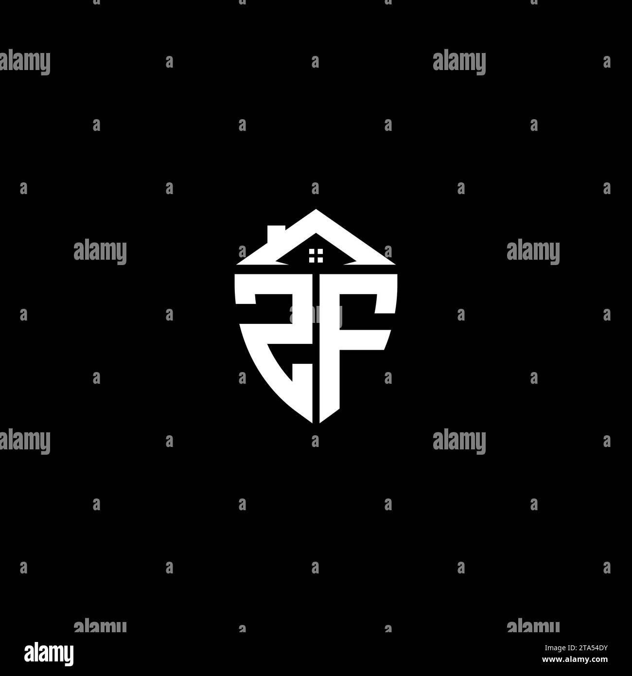 ZF initials premium shield logo monogram with home designs modern templates Stock Vector
