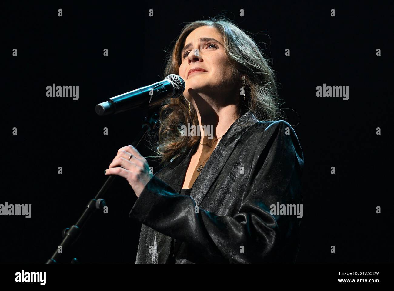 Montreal, Canada. 28th Nov, 2023. Alexia Gourd speaks to the crowd