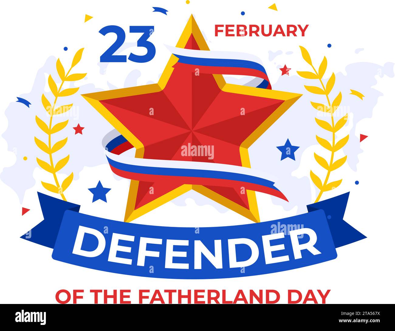 Defender of the Fatherland Day Vector Illustration on 23 February with Russian Flag and Star in National Holiday of Russia Flat Cartoon Background Stock Vector