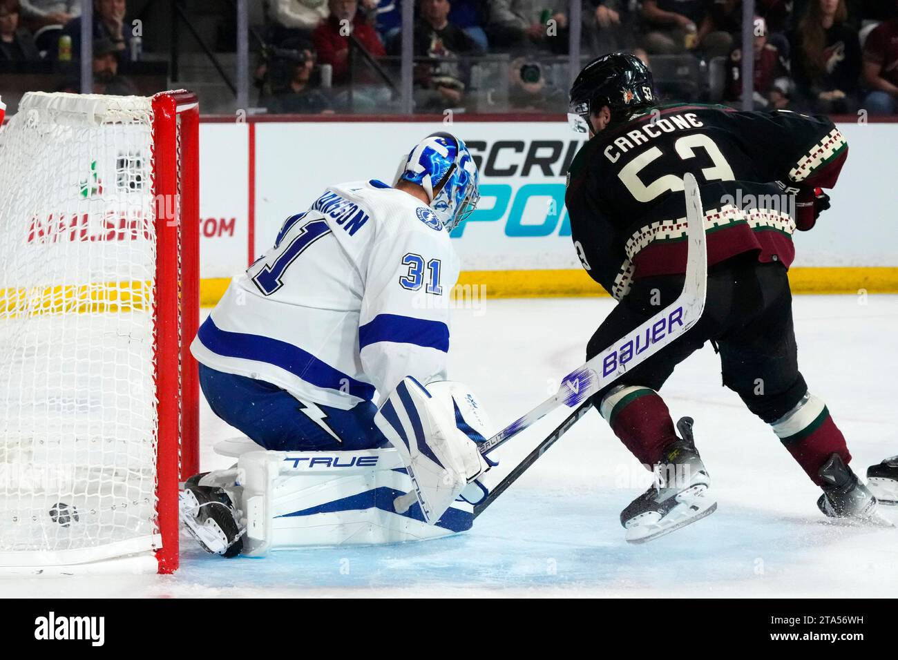 Arizona Coyotes Left Wing Michael Carcone (53) Scores A Goal Against ...