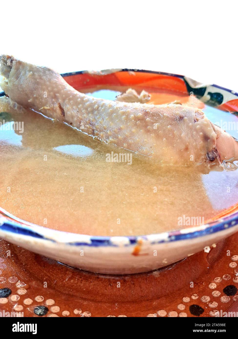 Chicken or hen broth is a soup with rice and vegetables and is used as