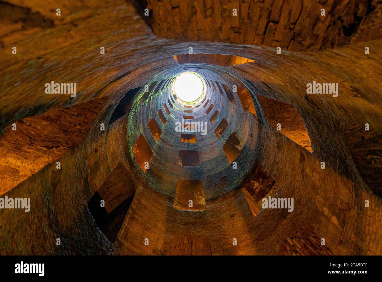 Orvieto, Italy - 18 November, 2023: view looking up from St. Patrick's Well in downtown Orvieto Stock Photo