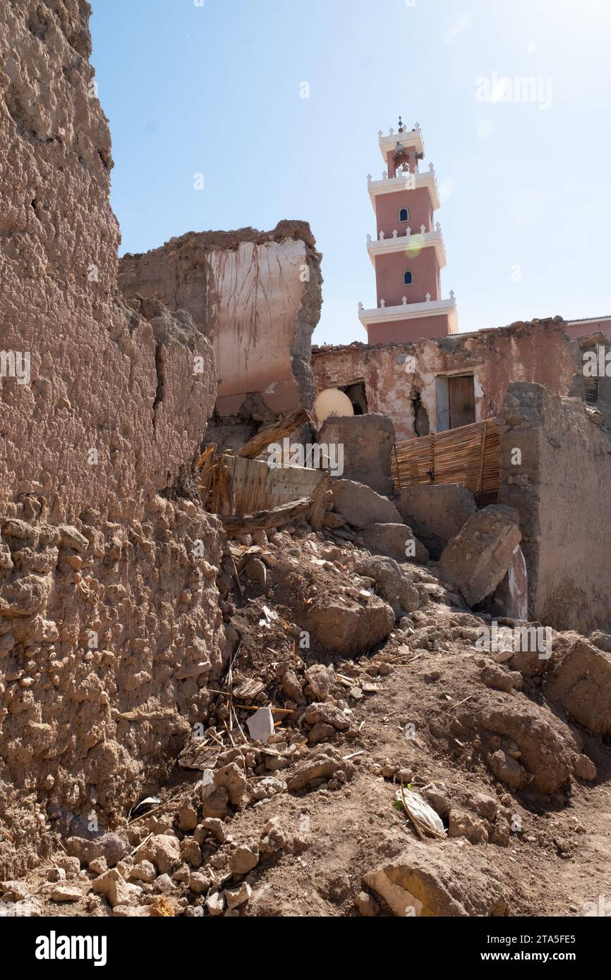 Earthquake damage in Boutour, Atlas Mountains, Morocco Stock Photo