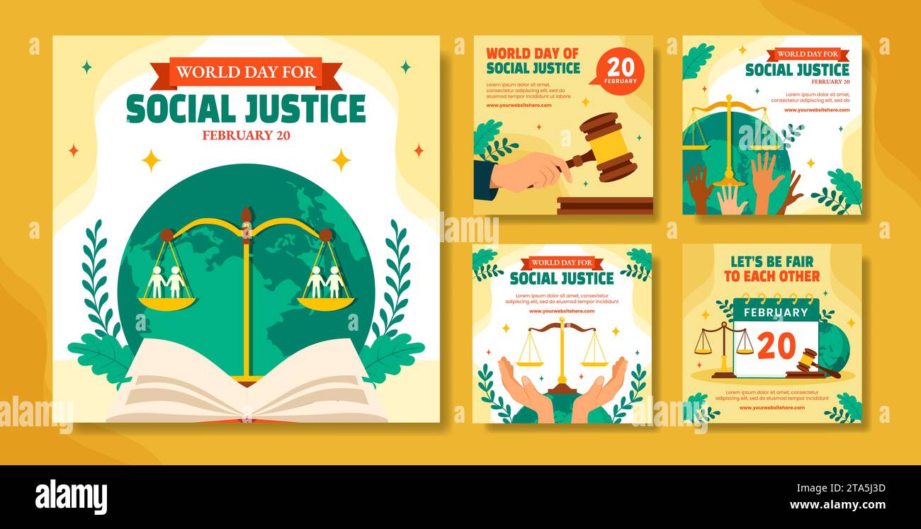 Social Justice Day Social Media Post Flat Cartoon Hand Drawn Templates ...