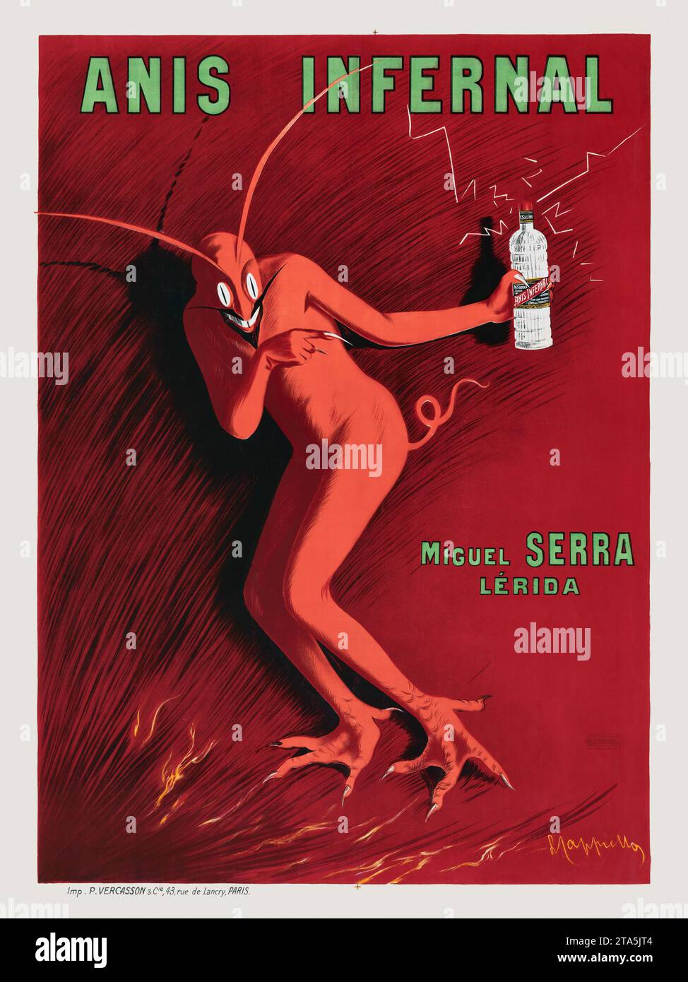 Anis Infernal. Miguel Serra Lerida by Leonetto Cappiello (1875-1942). Published in 1905 in France. Stock Photo