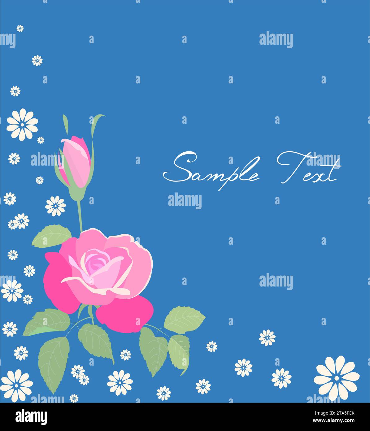 Greeting card with pink rose. Vector illustration Stock Vector Image ...