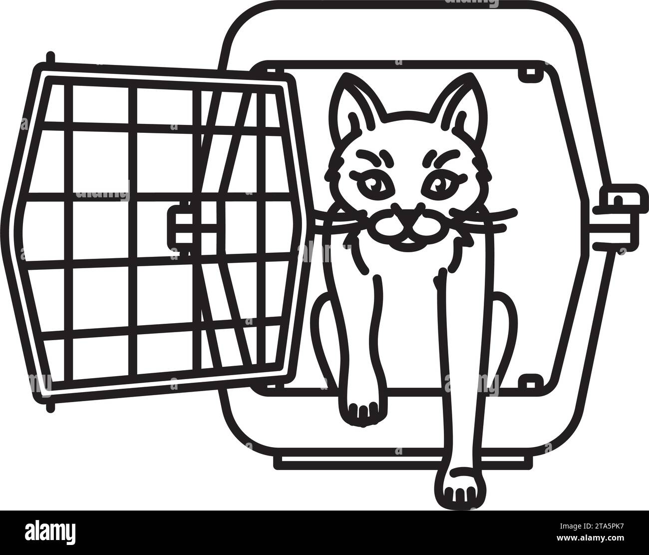 Curious Cat Leaving Transport Box Vector Line Icon For International curious-cat-leaving-transport-box-vector-line-icon-for-international