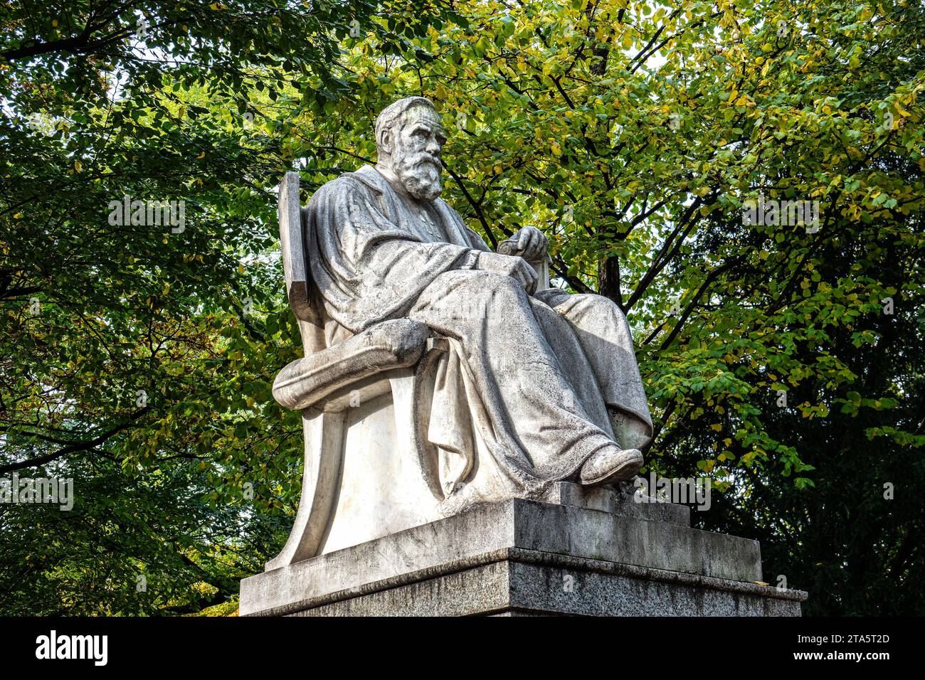 Max von Pettenkofer memorial at Maximiliansplatz square of Munich, Germany. Donated by friends and students of the celebrated hygienist, to whom Munic Stock Photo