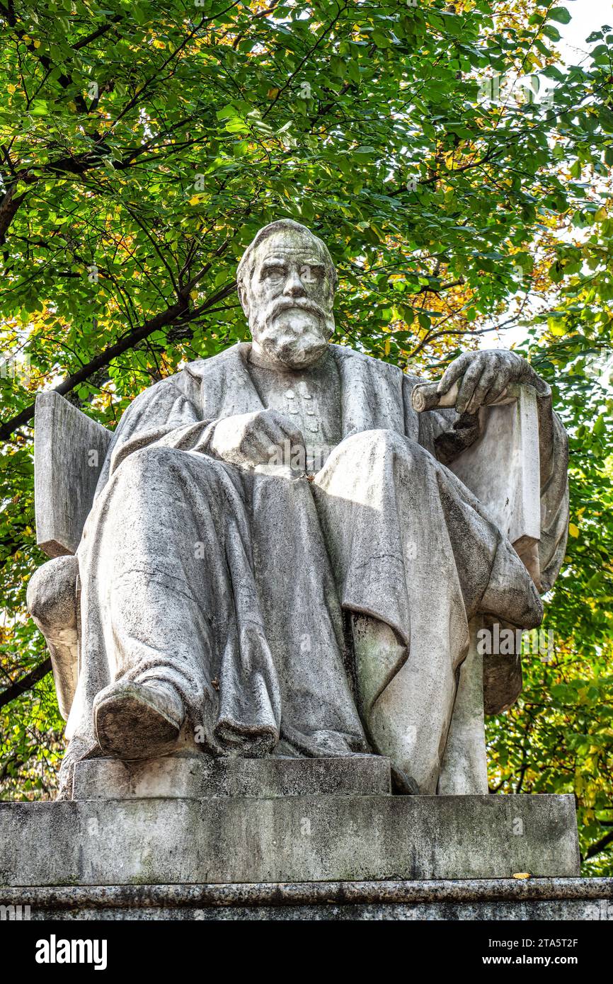 Max von Pettenkofer memorial at Maximiliansplatz square of Munich, Germany. Donated by friends and students of the celebrated hygienist, to whom Munic Stock Photo