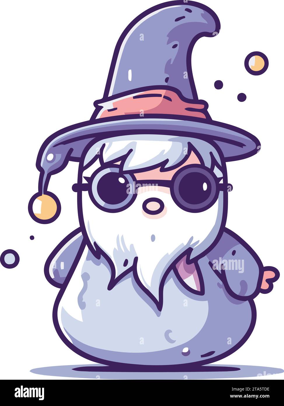 Funny cartoon wizard with a hat and glasses. Vector illustration Stock