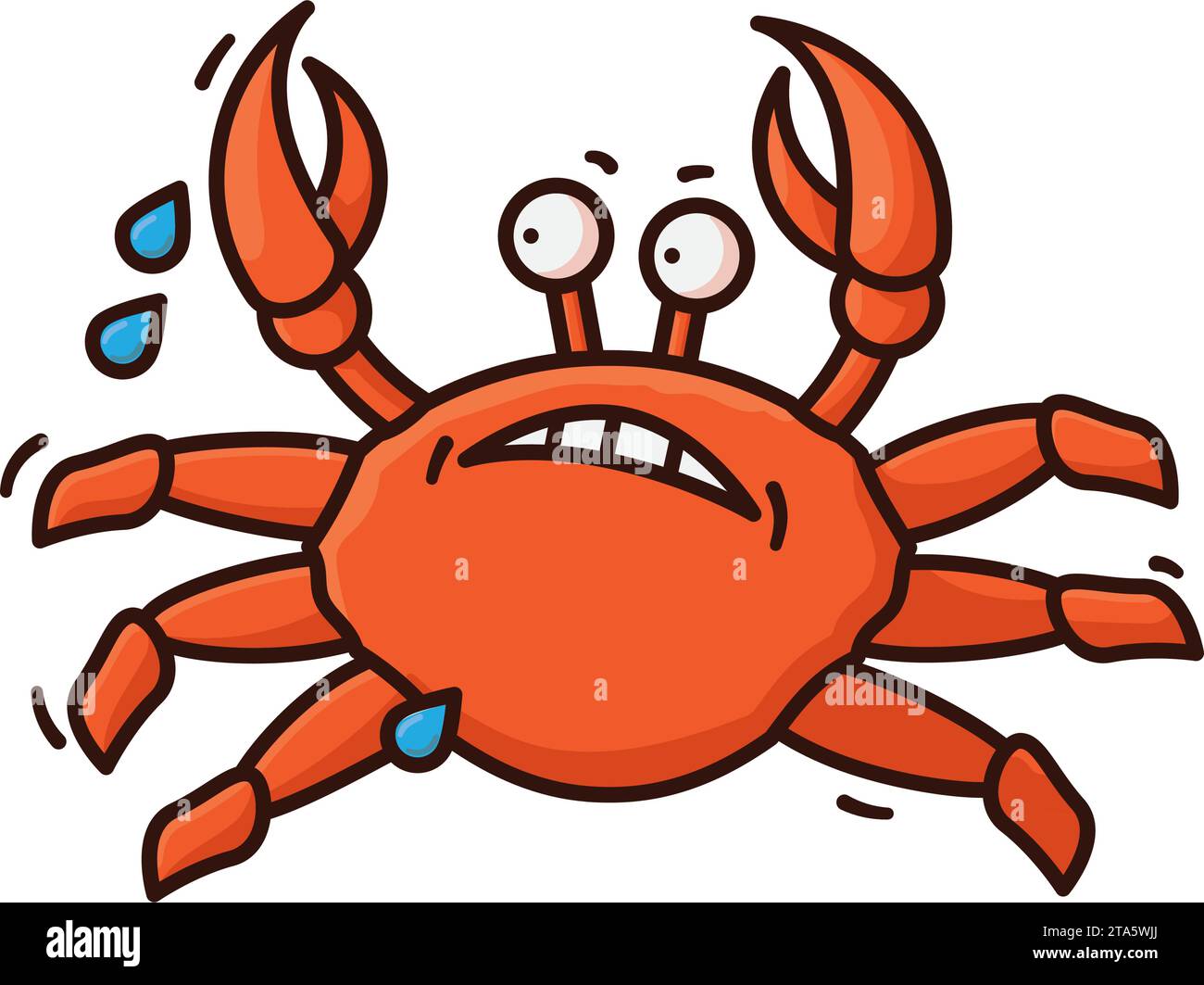Crab crawling away in fear cartoon isolated vector illustration for Crab Meat Day on March 9 Stock Vector