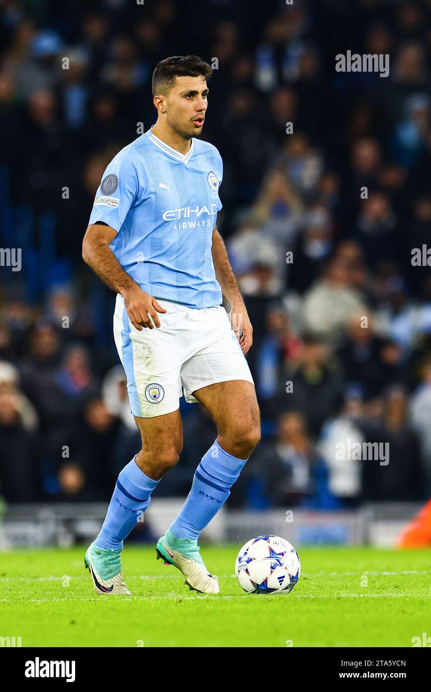 Manchester, UK. 29th Nov, 2023. Rodri of Manchester City during the Manchester City FC v RB Leipzig FC UEFA Champions League Round 1 Group G match at Etihad Stadium, Manchester, England, United Kingdom on 28 November 2023 Credit: Every Second Media/Alamy Live News Stock Photo