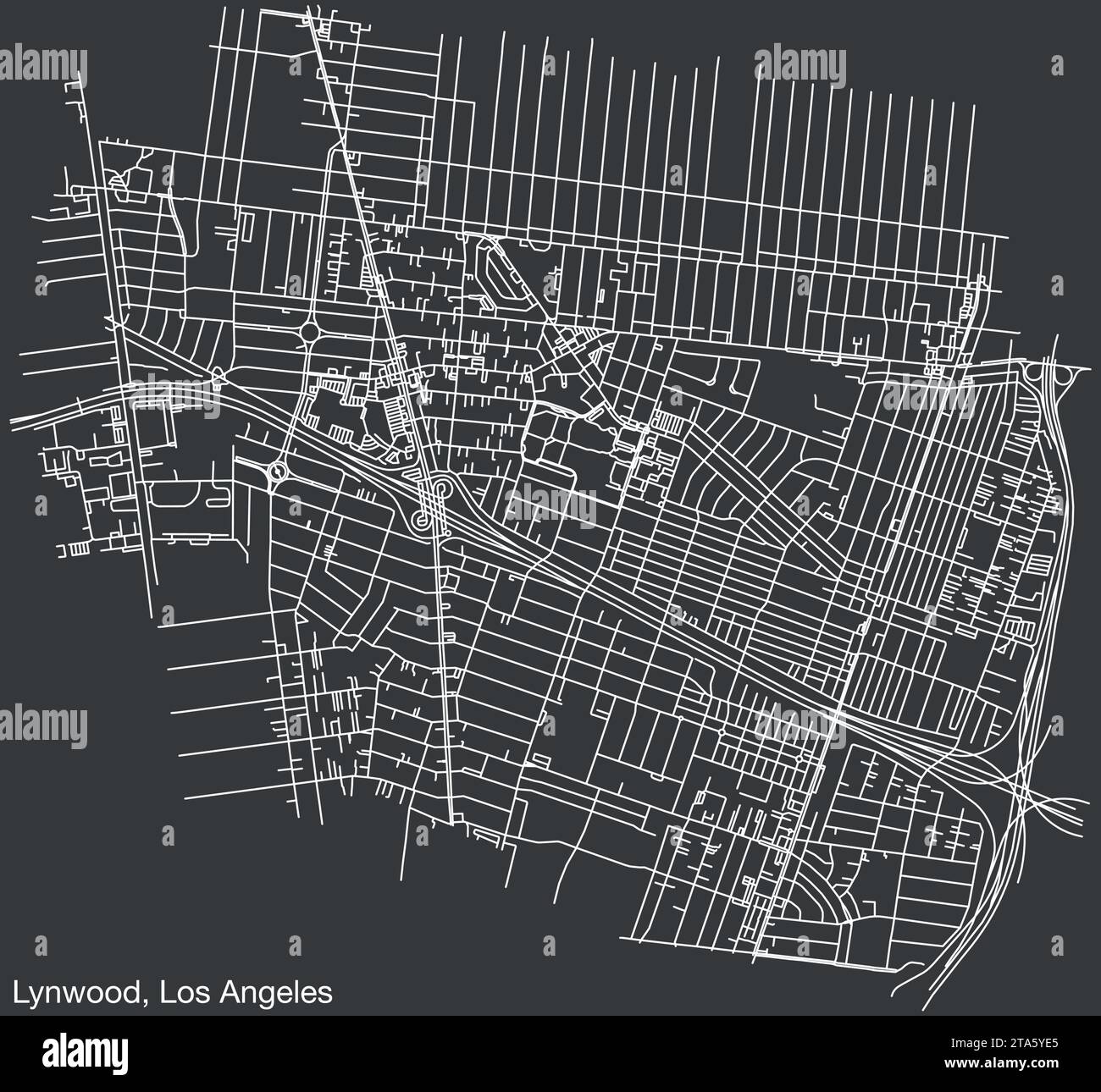 Street Roads Map Of The City Of Lynwood, Los Angeles City Council Stock 