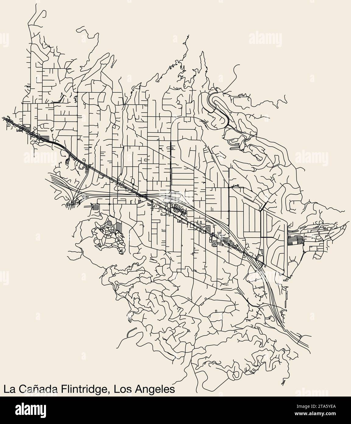 Street roads map of the CITY OF LA CANADA FLINTRIDGE, LOS