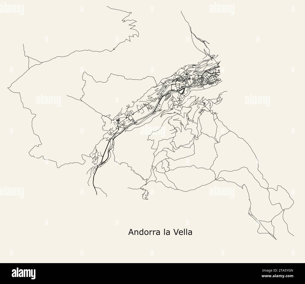 Vector City Road Map Of Andorra La Vella Stock Vector Image & Art - Alamy