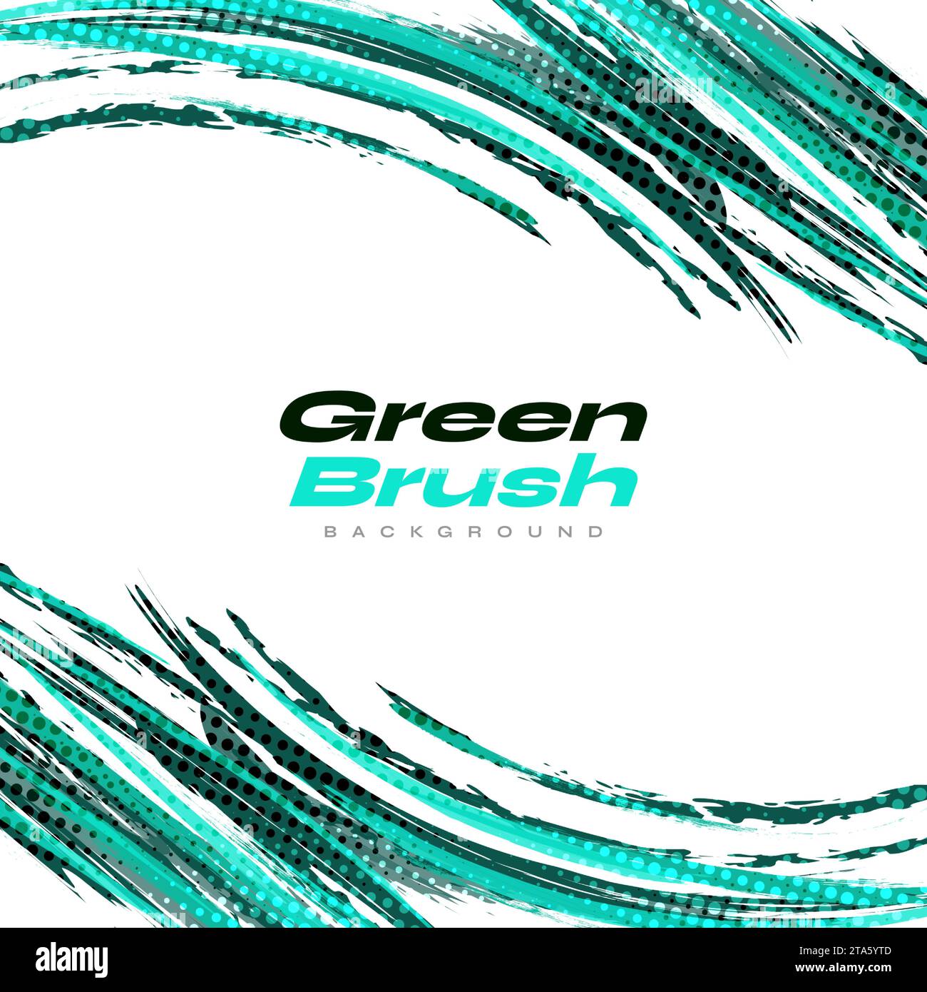 Abstract Green Brush Background with Halftone Effect. Sport Banner