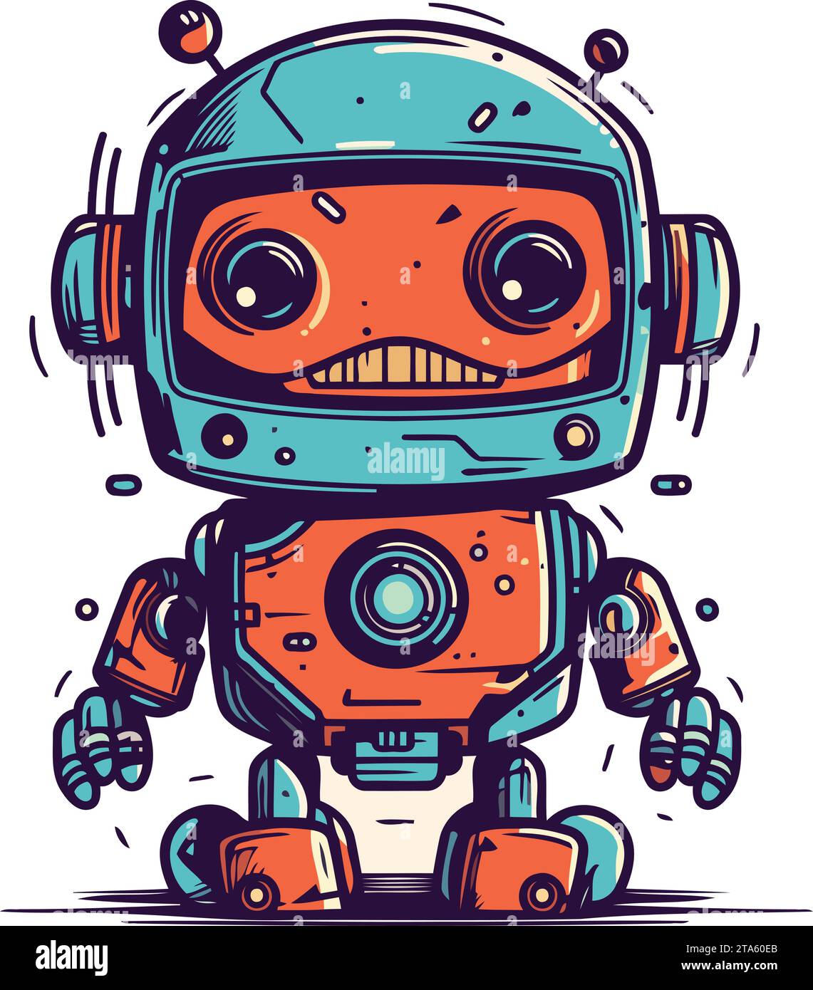 simple vector drawing in doodle style. robot. cute robot hand