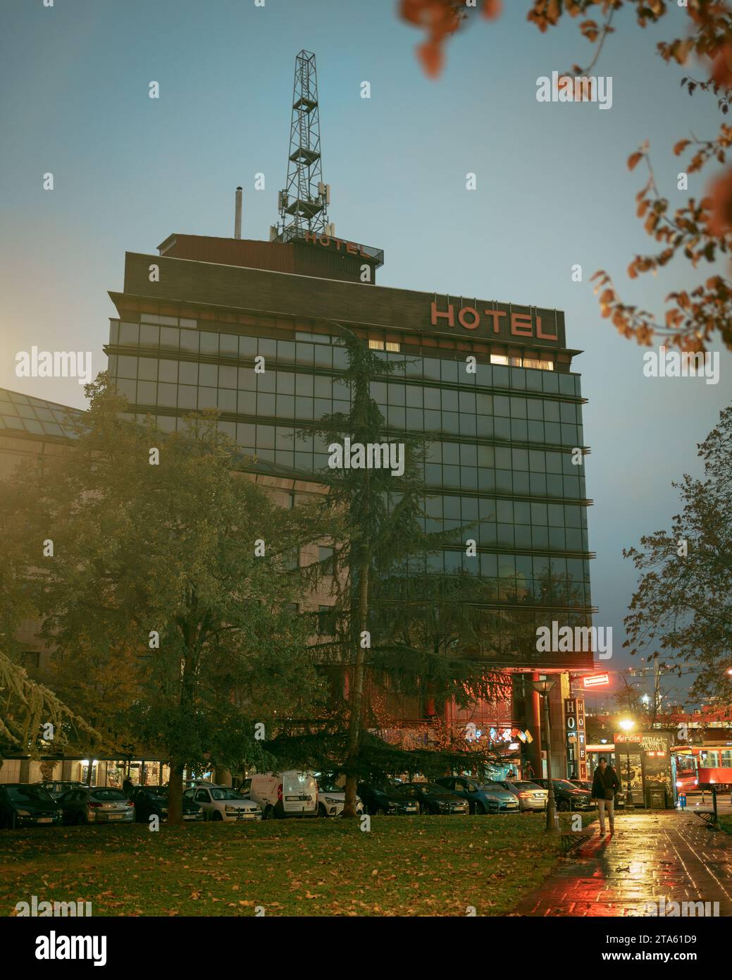 Hotel Mr. President at night in Belgrade, Serbia Stock Photo