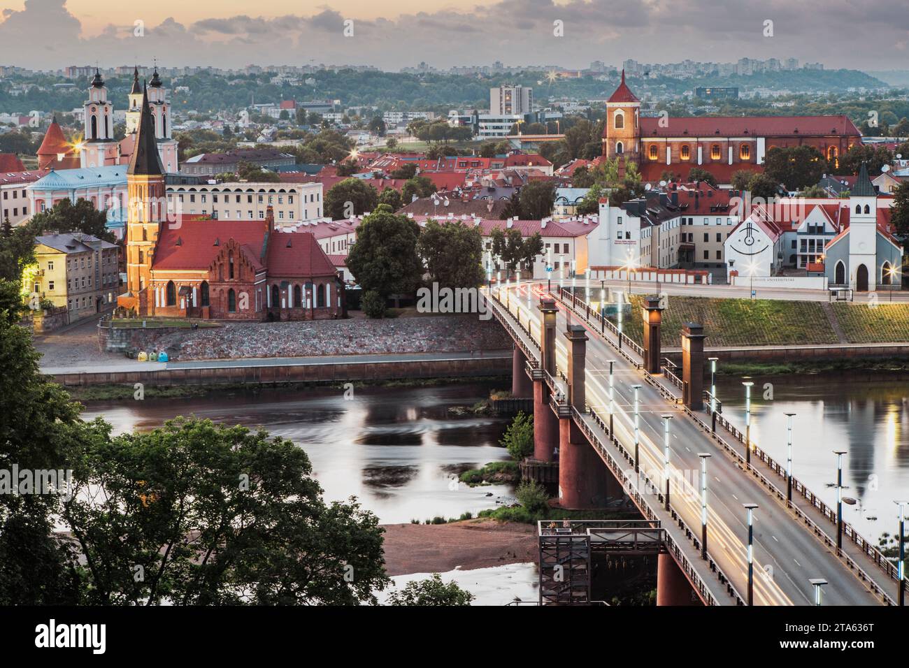 Kaunas, Lithuania. City view from the Aleksotas Observation Deck Stock Photo