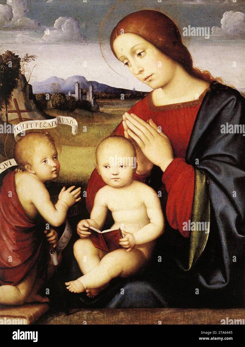 Madonna and child with infant st john the baptist hi-res stock ...