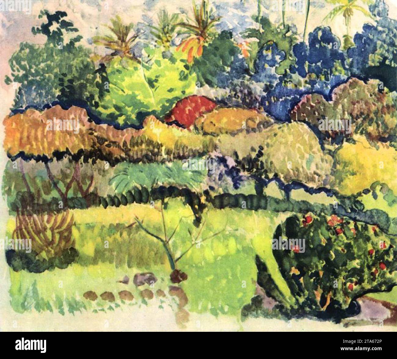 Tahitian Landscape 1891-93 by Paul Gauguin Stock Photo