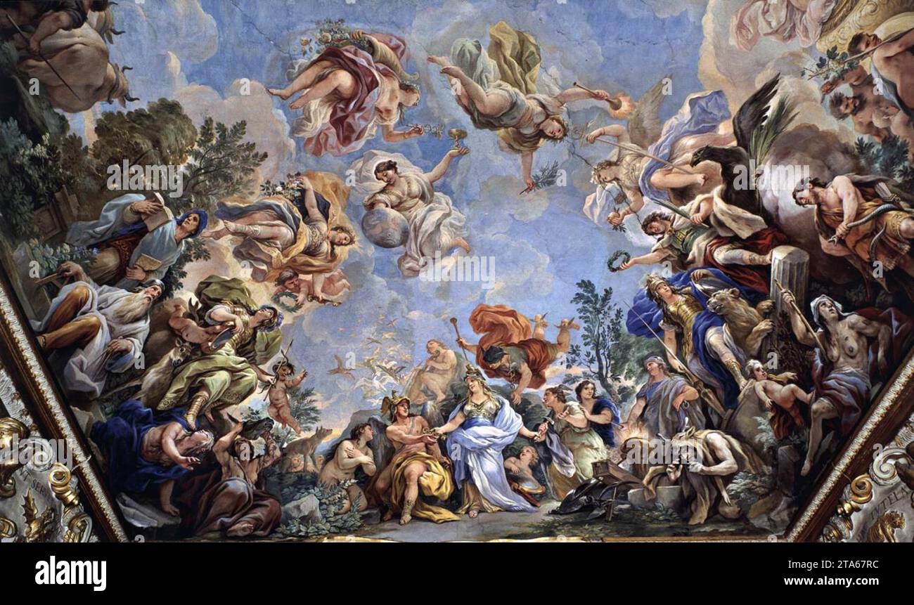 Ceiling decoration (detail) 1683-85 by Luca Giordano Stock Photo