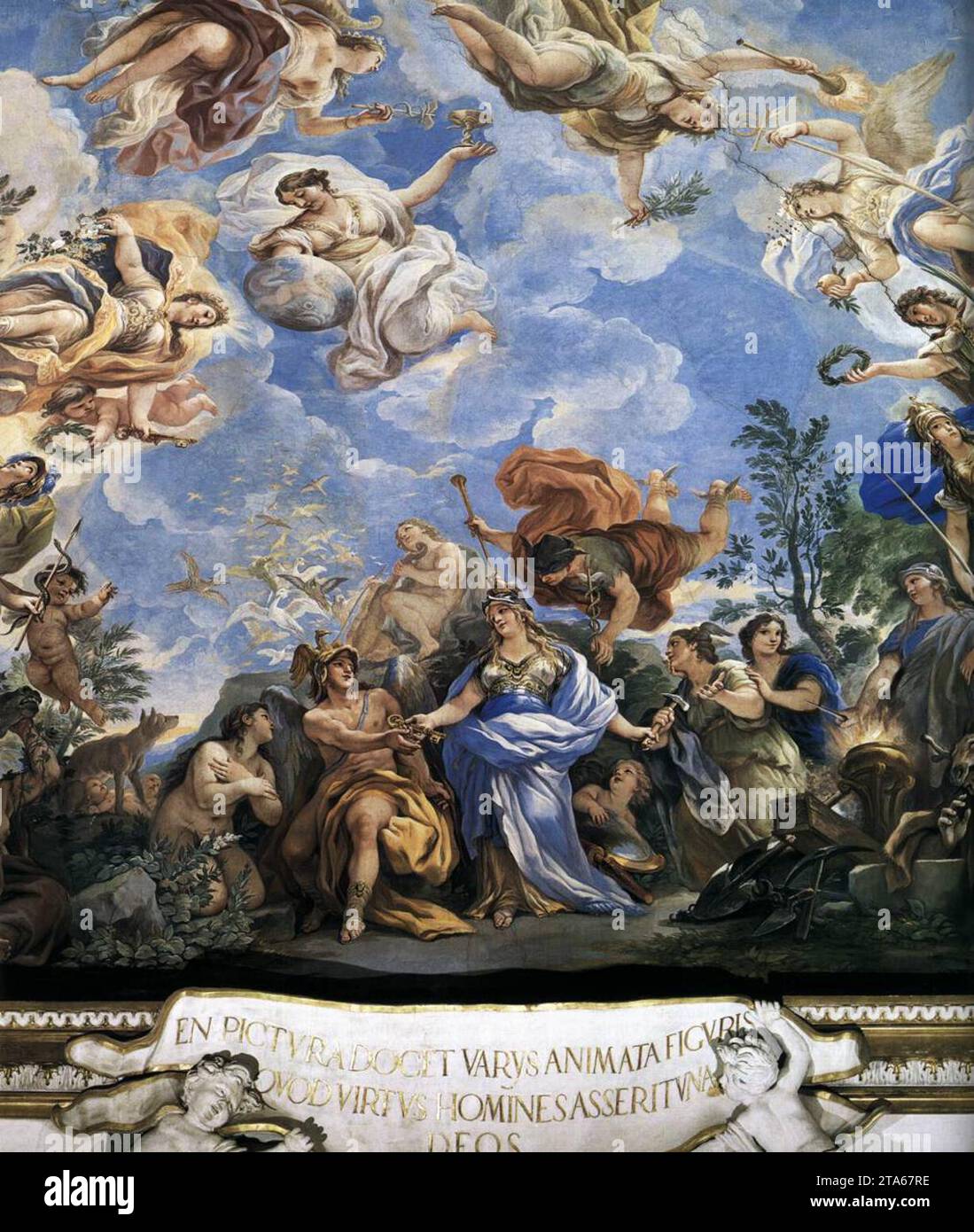 Ceiling decoration (detail) 1683-85 by Luca Giordano Stock Photo