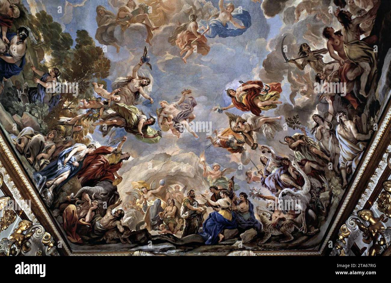 Ceiling decoration (detail) 1683-85 by Luca Giordano Stock Photo