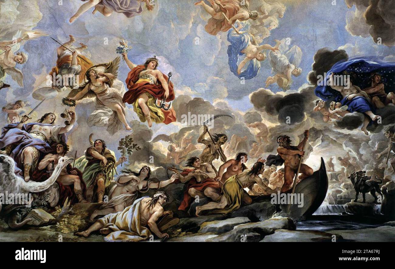 Scene from the figural frieze 1683-85 by Luca Giordano Stock Photo