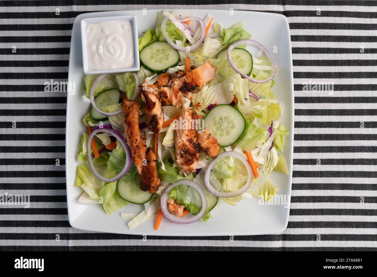 Salad with grilled salmon Stock Photo