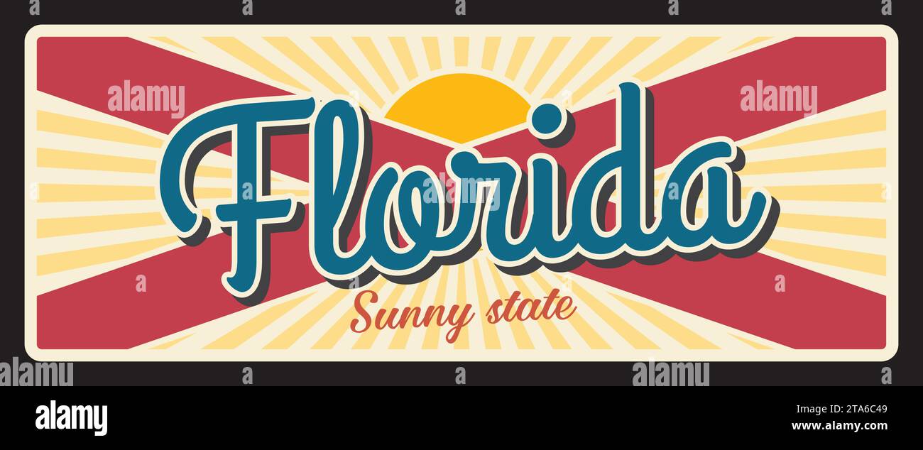 Florida state metal vintage travel plate. USA old, sign, signboard