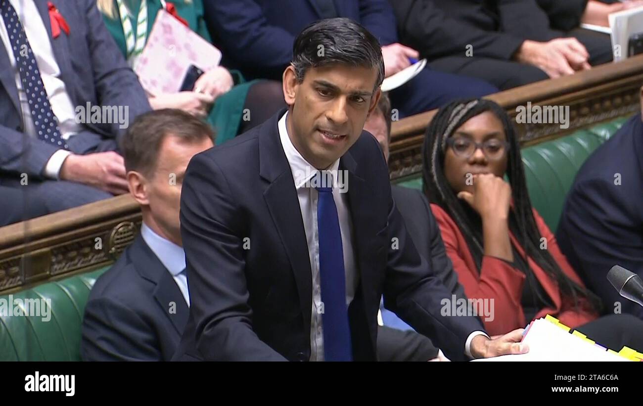 Prime Minister Rishi Sunak speaks during Prime Minister's Questions in